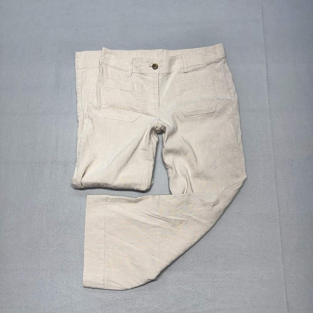 J Jill Linen Stretch Wide Leg Pants Womens XS Beige Linen Blend Cropped